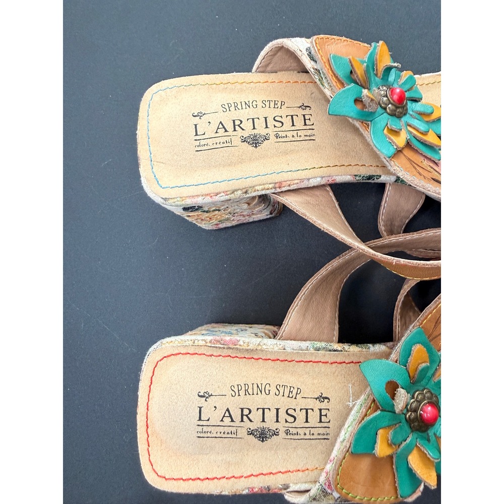 L'Artiste Spring Step‎ Izetru Sandals Floral Block Heel Fairy Whimsy Size 9.5 - Picture 4 of 10
